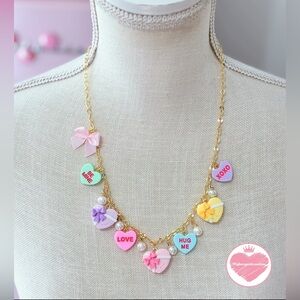 22k Gold Plated Candy Hearts Charm Necklace